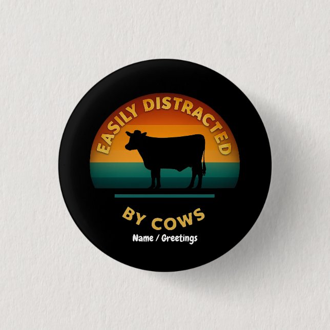 Easily Distracted By Cows Funny Farming Gift Lover 3 Cm Round Badge (Front)