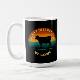 Easily Distracted By Cows Funny Farming Gift Lover Coffee Mug