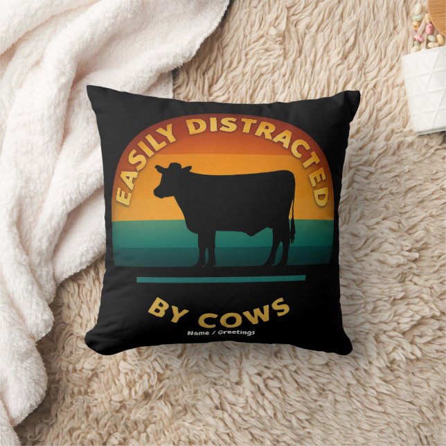 Easily Distracted By Cows Funny Farming Gift Lover Cushion (Blanket)