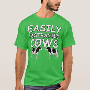 Easily Distracted By Cows, Kids Cow Farmer  T-Shirt