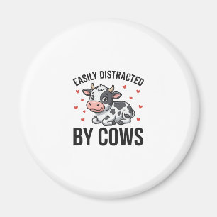 Easily Distracted by Cows Vintage Cow Graphic_1 Magnet