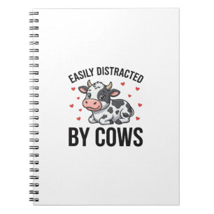 Easily Distracted by Cows Vintage Cow Graphic_1 Notebook