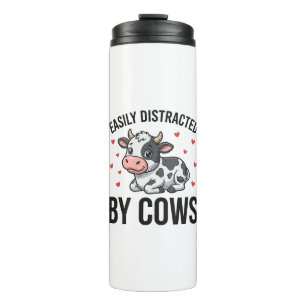 Easily Distracted by Cows Vintage Cow Graphic_1 Thermal Tumbler