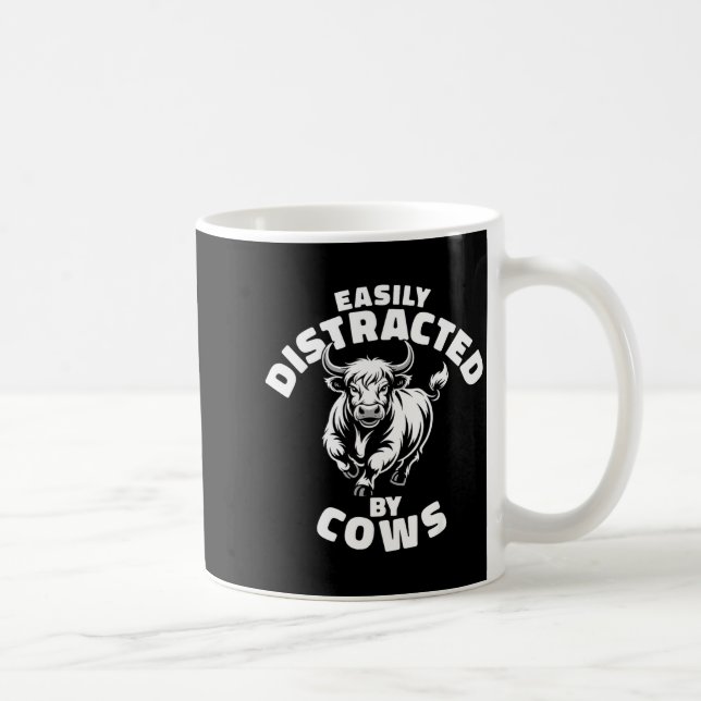 Easily Distracted By Cows Western Highland Cow  Coffee Mug (Right)