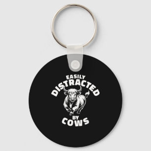 Easily Distracted By Cows Western Highland Cow  Key Ring