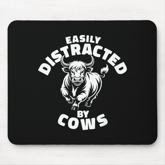 Easily Distracted By Cows Western Highland Cow  Mouse Mat (Front)