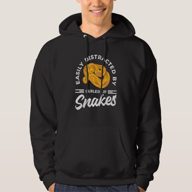 Easily Distracted By Curled Up Snakes Ball Python  Hoodie (Front)