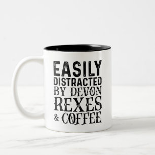 Easily Distracted By Devon Rexes And Coffee Two-Tone Coffee Mug