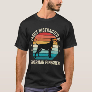 Easily Distracted by Doberman Pinscher Retro Sunse T-Shirt