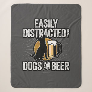 Easily Distracted by Dogs and Beer Sherpa Blanket