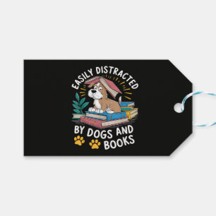Easily Distracted by Dogs and Books Funny Pets Gift Tags