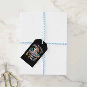 Easily Distracted by Dogs and Books Funny Pets Gift Tags