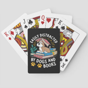 Easily Distracted by Dogs and Books Funny Pets Playing Cards