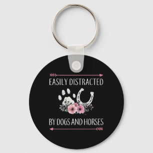 Easily Distracted By Dogs And Horses Key Ring
