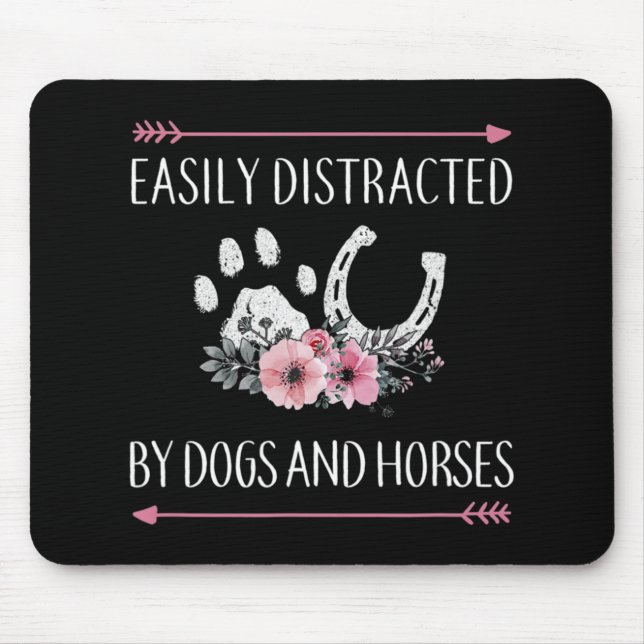 Easily Distracted By Dogs And Horses  Mouse Mat (Front)