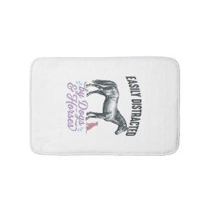 Easily Distracted by Dogs and Horses Shirt Design_ Bath Mat