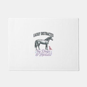 Easily Distracted by Dogs and Horses Shirt Design_ Doormat