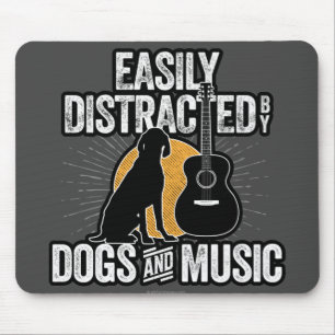 Easily Distracted by Dogs and Music Mouse Mat