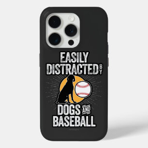 Easily Distracted by Dogs & Baseball iPhone 15 Pro Case