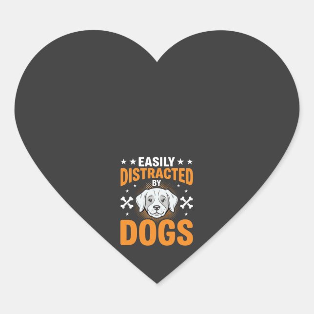 Easily Distracted By Dogs Heart Sticker (Front)