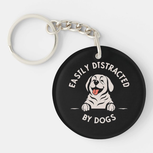 Easily distracted by dogs key ring (Front)