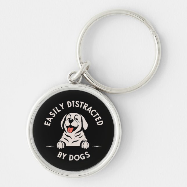 Easily distracted by dogs key ring (Front)