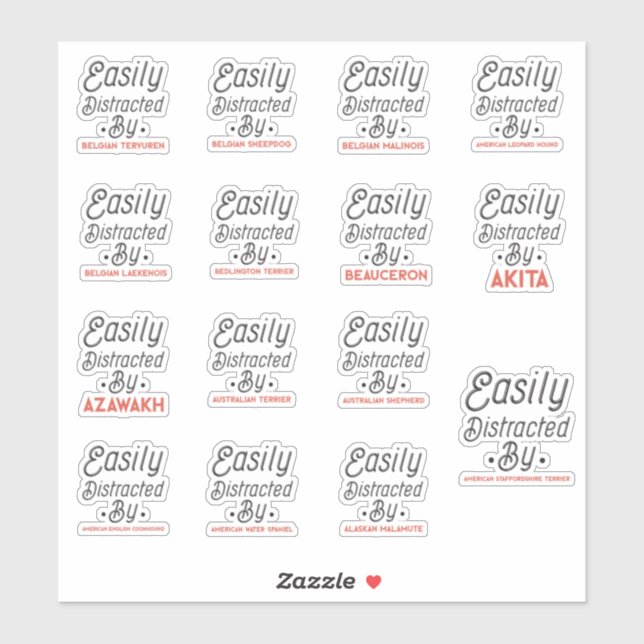 Easily Distracted by Dogs, Pack Of  (Sheet)