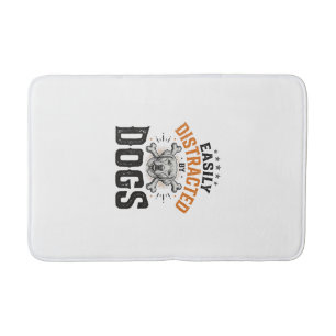 Easily Distracted By Dogs Vintage Dog Lover Design Bath Mat