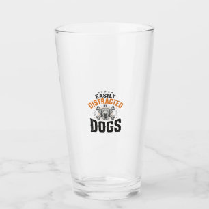 Easily Distracted By Dogs Vintage Dog Lover Design Glass