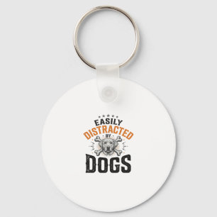 Easily Distracted By Dogs Vintage Dog Lover Design Key Ring