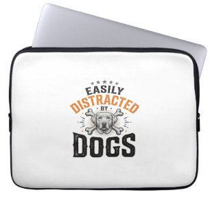 Easily Distracted By Dogs Vintage Dog Lover Design Laptop Sleeve