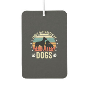 Easily Distracted by Dogs Vintage Retro Sunset Car Air Freshener