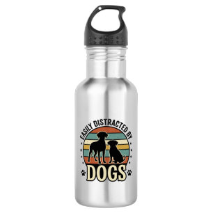 Easily Distracted by Dogs Vintage Silhouette Desig 532 Ml Water Bottle