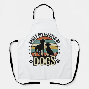 Easily Distracted by Dogs Vintage Silhouette Desig Apron