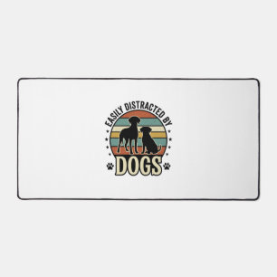 Easily Distracted by Dogs Vintage Silhouette Desig Desk Mat