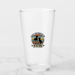 Easily Distracted by Dogs Vintage Silhouette Desig Glass
