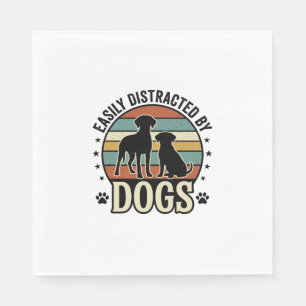 Easily Distracted by Dogs Vintage Silhouette Desig Napkin