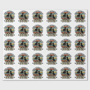 Easily Distracted by Dogs Vintage Silhouette Desig Wrapping Paper