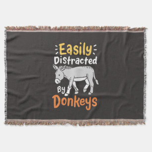 Easily Distracted By Donkeys Throw Blanket
