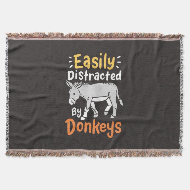 Easily Distracted By Donkeys Throw Blanket (Front)