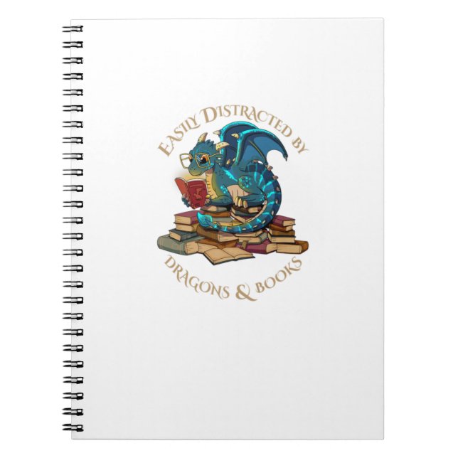 Easily Distracted By Dragons And Books Gift Nerd D (Front)