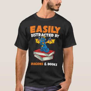 Easily Distracted By Dragons And Books Retro Readi T-Shirt
