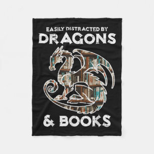 Easily Distracted By Dragons Books Bookworm Women  Fleece Blanket
