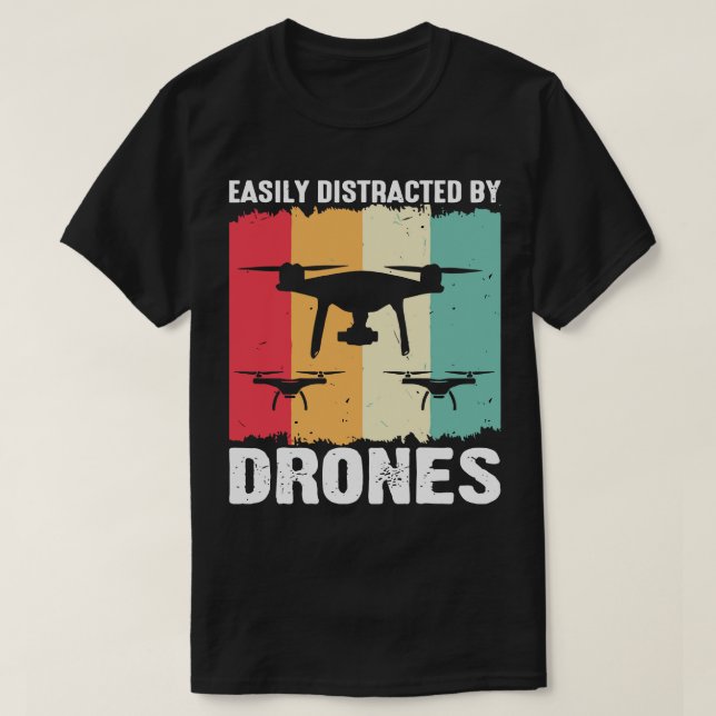 Easily Distracted By Drone Vintage 2 T-Shirt (Design Front)