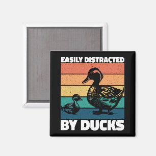 Easily Distracted By Ducks Lover Cool Farming Duck Magnet