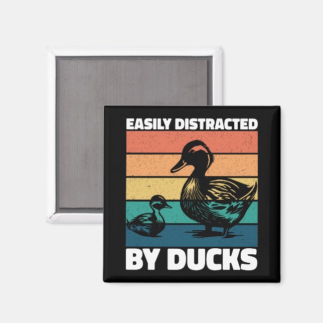 Easily Distracted By Ducks Lover Cool Farming Duck Magnet (Front/Back)