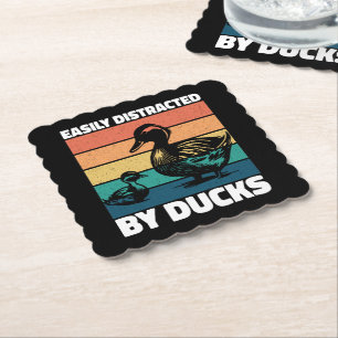 Easily Distracted By Ducks Lover Cool Farming Duck Paper Coaster