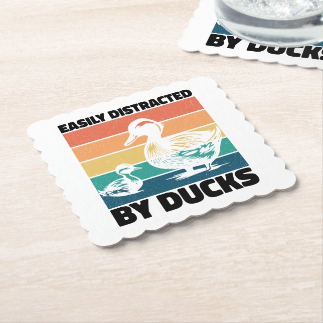 Easily Distracted By Ducks Lover Cool Farming Love Paper Coaster (Angled)