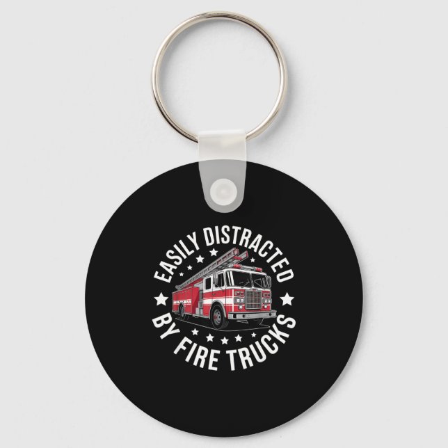 Easily Distracted By Fire Trucks Design  Key Ring (Front)