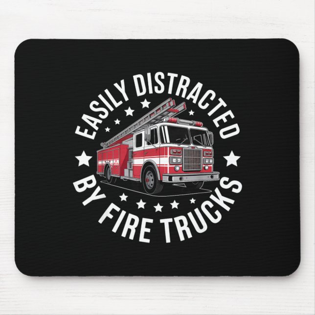 Easily Distracted By Fire Trucks Design  Mouse Mat (Front)